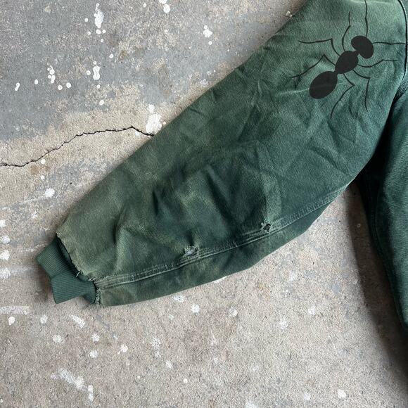 Vintage Y2K Carhartt faded J130 SPC green hooded work wear jacket - Picture 12 of 16